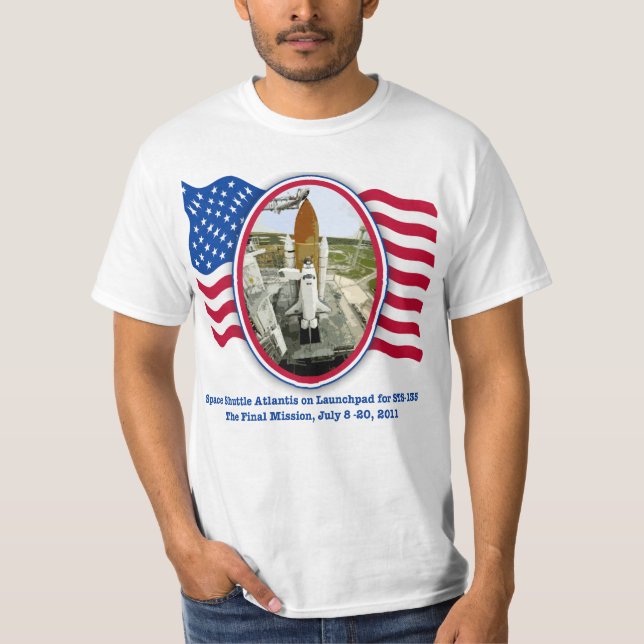 Artiistic tolkning av rymdfärjan Atlantis Tee Shirt (Framsida)