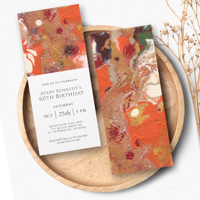 Artikal Abstrakt Boho-färgfull 60:e Födelsedagsfes Inbjudningar (Celebrate a special milestone birthday in style with an artful invitation in contemporary abstracts.)