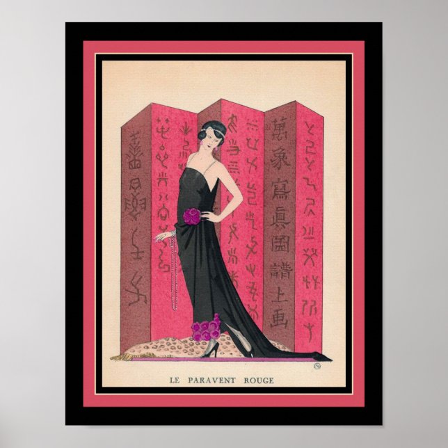 Artikel 1921 Art Deco Paris Mode Pochoir Poster (Framsidan)