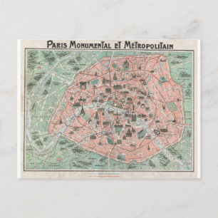 Artikel 1932 Art Deco Karta i Paris, Frankrike Vykort