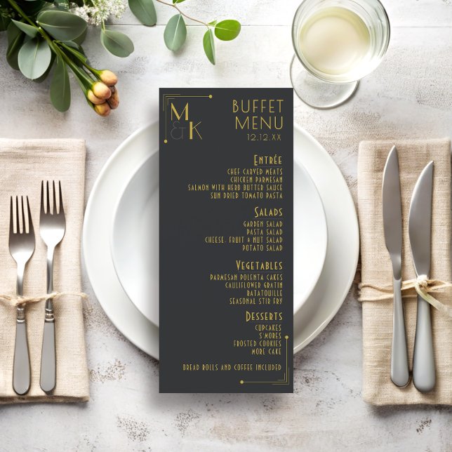 Artikel Deco 1920s-menykort för Buffet-Bröllop Meny (Add your own buffet menu! Perfect for a 1920s inspired wedding)