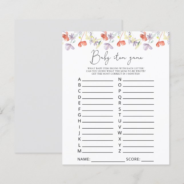 Artikelspel för Wildblommor Baby Barnstödsspel (Fram/baksida)