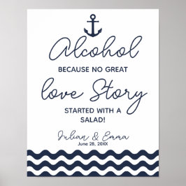 Artikelutskrift i Nautisk marin Alcohol kärlek Poster