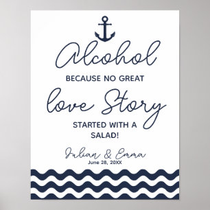 Artikelutskrift i Nautisk marin Alcohol kärlek Poster