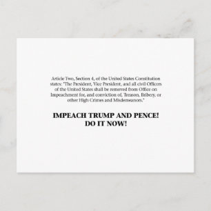 Artiklar av obduktion - Impeach Trump och Pence Vykort