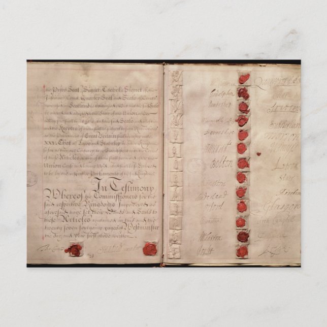 Artiklar i unionen mellan England och Skottland Vykort (Framsida)