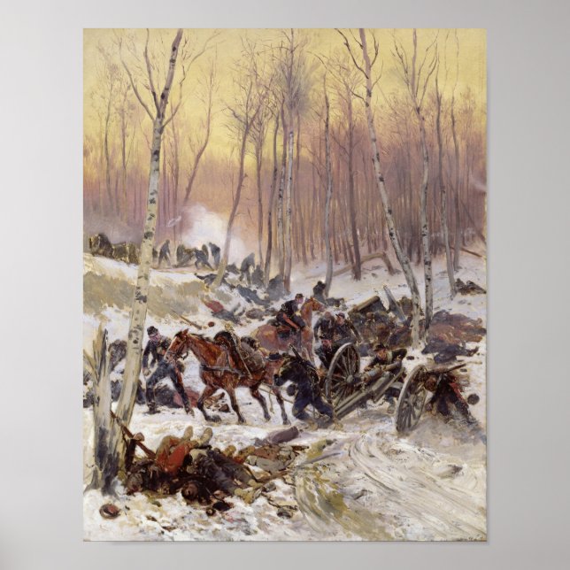 Artilleribekämpning i ett träslag poster (Framsidan)