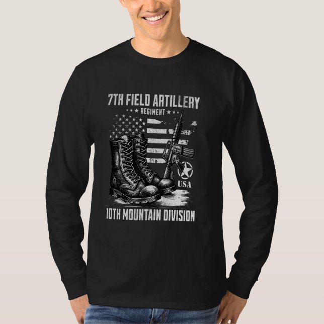 Artilleriregimen i 7:e Fält 10th Mountain Divisio T Shirt (Framsida)