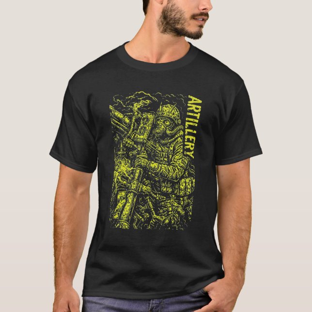 Artillerisoldat Tung Eldkraft Grafisk Konst T Shirt (Framsida)