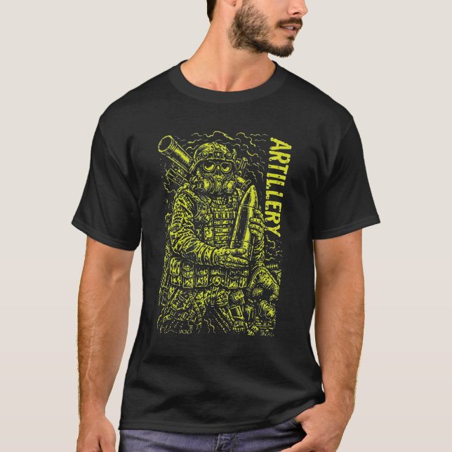 Artillery Soldier Tactical Horror Graphic T Shirt (Framsida)