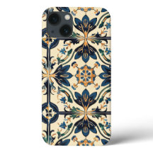 Artisan Blue och Guld Blommigt Motif