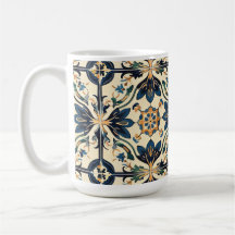 Artisan Blue och Guld Blommigt Motif