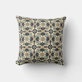 Artisan Blue och Guld Blommigt Motif Kudde