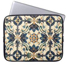 Artisan Blue och Guld Blommigt Motif