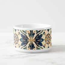 Artisan Blue och Guld Blommigt Motif