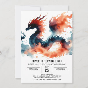 Artisan Bold Dragon Birthday Firation Inbjudningar