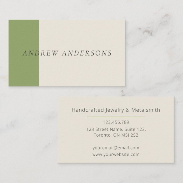 Artisan Business Card Sage Minimalist Maker Card Visitkort (Fram/baksida)