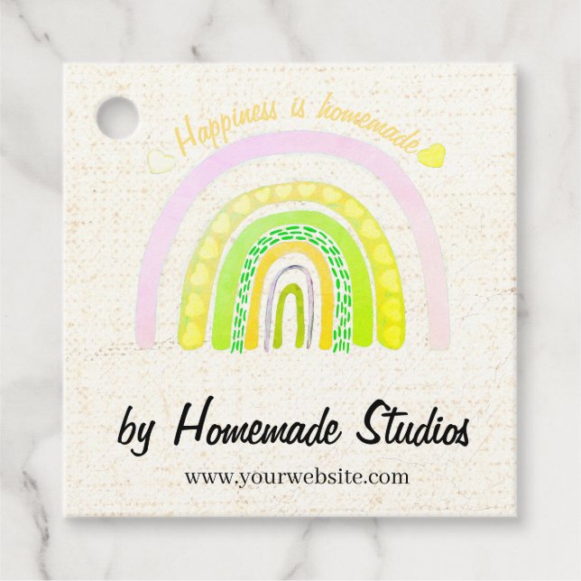 Artisan Canvas Rainbow 'Happiness is Homemade'  Gåvor Etiketter (Framsida)