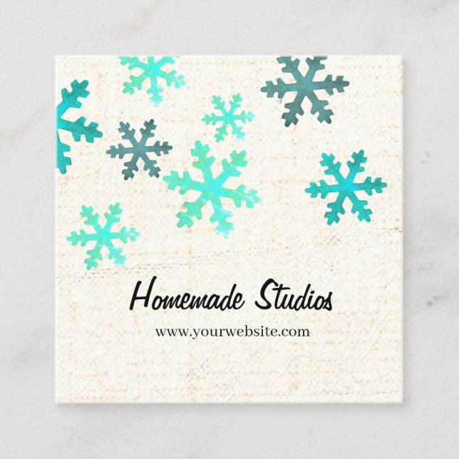 Artisan Canvas Snowflake Happiness Fyrkantigt Visitkort (Framsida)