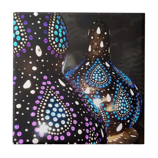 Artisan Craft Gourd Turkiska landternor Acrylic Ar Kakelplatta (Framsidan)