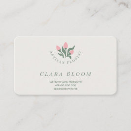 Artisan Florist Minimalist Botanical QR Code Visitkort