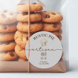 Artisan Home Bakery Guld Chef Hat Light Grått Runt Klistermärke