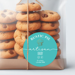 Artisan Home Bakery Guld Chef Hat Sea Grönt Runt Klistermärke