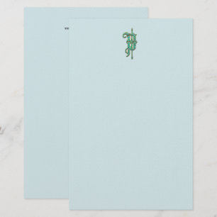 Artisan Monogram P Grönt Garden Felt Stationery Brevpapper