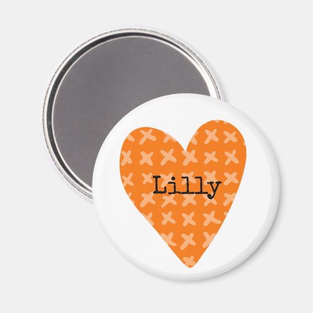 Artisan Orange Heart Kids NAMN Family Träd Roligt Magnet (Front/Back)