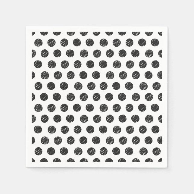 Artisan Polka dots Black White Roligt Chic Hand pl Pappersservett (Framsidan)