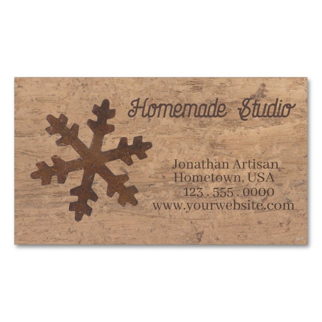 Artisan Rustic Christmas Magnetiska Visitkort (Framsida)