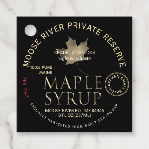 Artisan Small Batch, stat Golden Maple Syrup Gåvor Etiketter