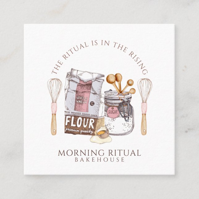 Artisan Watercolor Baker Dessert Caterer QR Code Fyrkantigt Visitkort (Framsida)