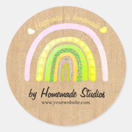 Artisan Woodgrain Rainbow 'Happiness is Homemade'  Runt Klistermärke