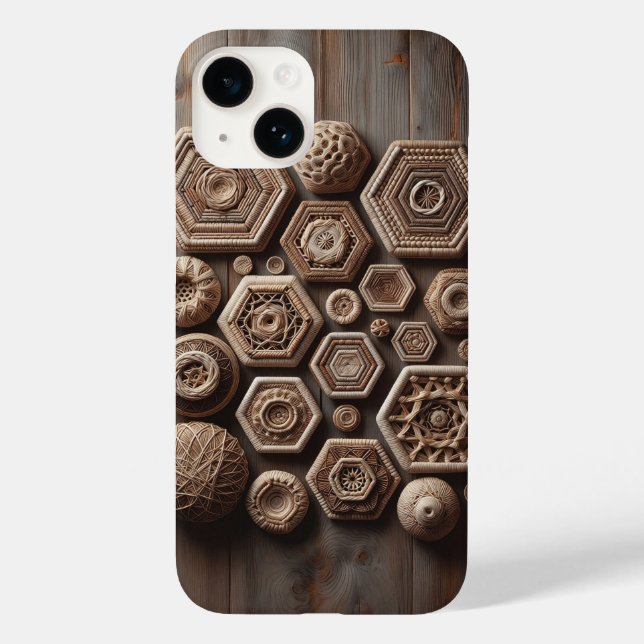 Artisan Woven Geometric Shapes Phone Case - Rustic (Baksida)
