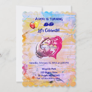 Artisk - Pisces Birthday (19 februari-20 mars) Inbjudningar