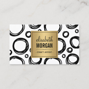 Artist Abstrakt Sketch Circles och Guld Namn Logot Visitkort