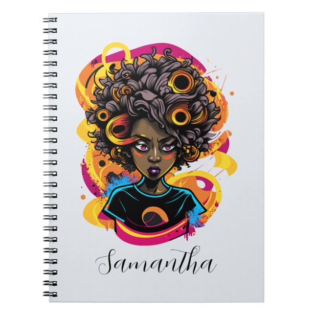 Artist Afro Woman Anteckningsbok (Framsidan)