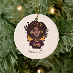 Artist Afro Woman Julgransprydnad Keramik