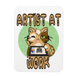 Artist at work cute cat design magnet