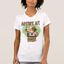 Artist at work cute cat design t shirt