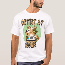 Artist at work cute cat design t shirt