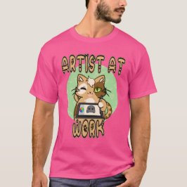 Artist at work cute cat design t shirt