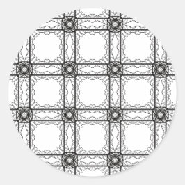 Artist Black White Geometric Lacy Grid Mönster Runt Klistermärke