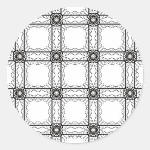 Artist Black White Geometric Lacy Grid Mönster Runt Klistermärke
