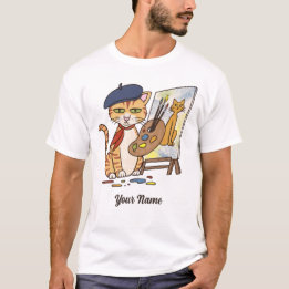 Artist Cat - Orange Tabby Painter Kattunge Älskare T Shirt