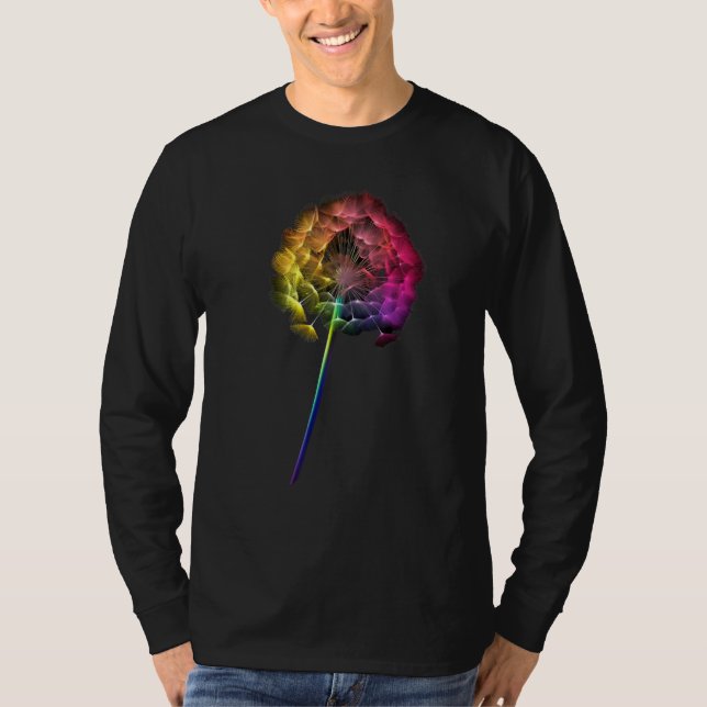 Artist Dandelion Garden Rainbow Flower T Shirt (Framsida)