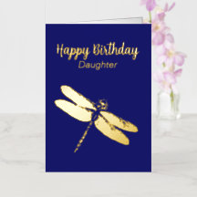 Artist Dragonfly Navy Foil Birthday Card