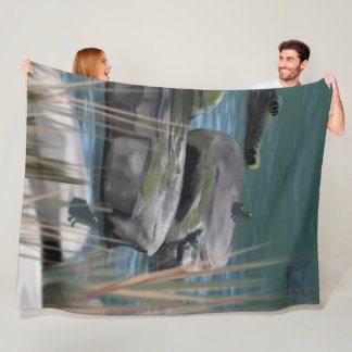 Artist Drawn River Scene Fleece Blanket