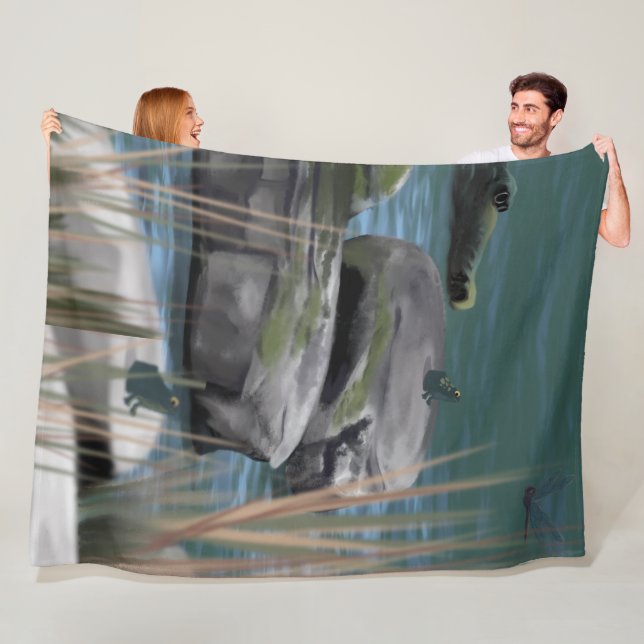 Artist Drawn River Scene Fleece Blanket (På plats)